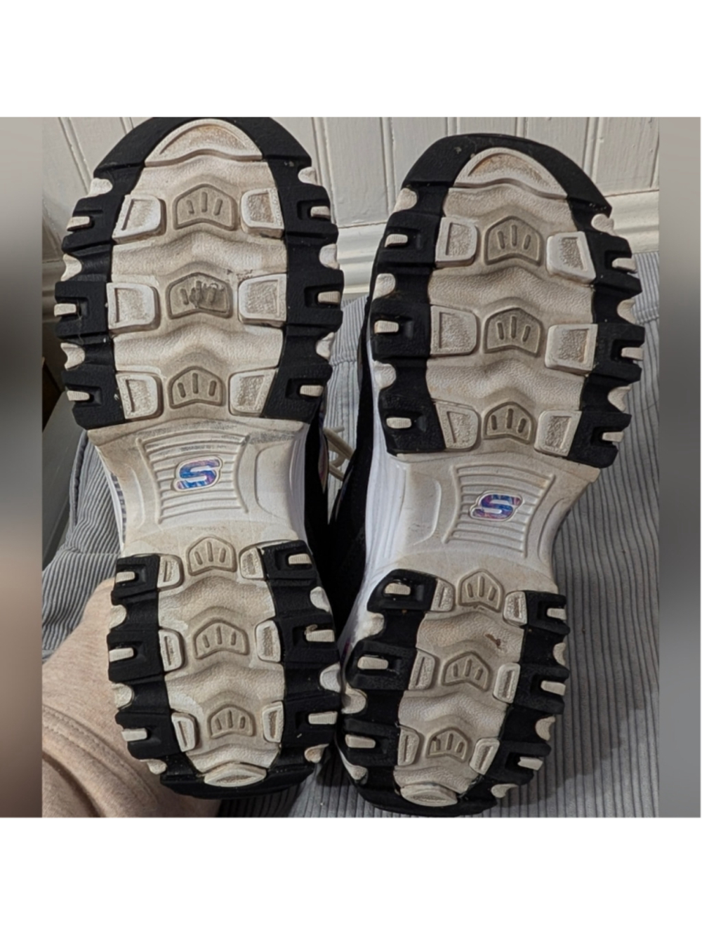 Skechers D’Lites Black Chunky Sneakers Rainbow Y2K Dad Shoes - Picture 10 of 10